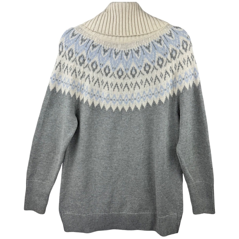 Banana‎ Republic Fair Isle Turtleneck Sweater Women Small Grey Blue Alpaca Blend - Picture 4 of 13